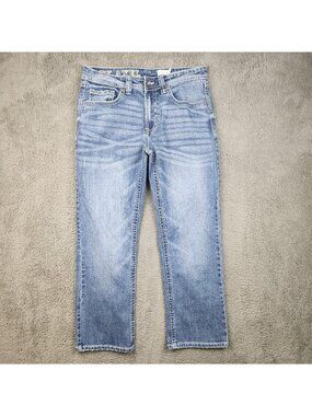 Y2K TK Axel Slim Boot Jeans Mens 32x30 Denim Medium Wash Embroidered Flap Pocket